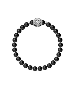Armband Pure Gem | ONYX - Schwarze Achat MATTE | Endkappen 'HAPPY LOVE' Sterling Silber 925 Tausendstel | HR® elastisch - Hohe Widerstandsfähigkeit | Hergestellt in unserer französischen Werkstatt | Geliefert in unserer Prestige-Box mit einem Zertifikat für Garantie und Authentizität