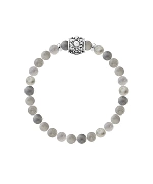 Armband Pure Gem | Grauer Quarzstein | Ferrulen 'HAPPY LOVE' Sterling Silber 925 Tausendstel | HR® elastisch - Hohe Widerstandsfähigkeit | Hergestellt in unserer französischen Werkstatt | Geliefert mit unserer Prestige-Box und einem Zertifikat für Garantie und Authentizität