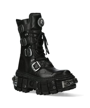 La icónica bota WALL1473-S11 pertenece a la popular colección Wall. Está confeccionada con el mejor cuero de vaca combinado con una suela de goma duradera. Estas botas cuentan con cierre de cordones, plantilla acolchada, forro de cuero y encarnan la calidad, el estilo y la comodidad que esperas de New Rock Boots. Estas elegantes botas unisex tienen un tacón de goma de 10 cm para darte una presencia imponente que seguro llamará la atención. El ajuste es excelente, elegante y sexy como se muestra en la imagen. ¿Por qué no comprar algo único, versátil, elegante y diferente? Altura del tacón: 10 cm Altura de la plataforma: 8 cm Altura de la caña: 21 cm Ancho de la pantorrilla: 33 cm