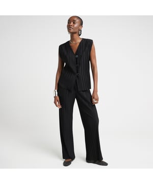 Pleated fabric, Wide leg, Elasticated waist