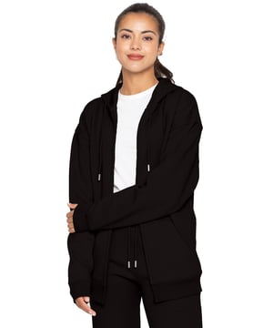 Enzo Ladies Oversized Essential Zip Hoodie, Oversized And Fleece Lined For Comfort. Adjustable Drawstring Hoodie With Cuffed Wrists. Oversized Relaxed Fit For Casual Wear.