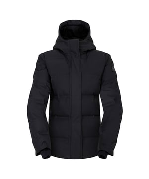 Filling: Iloft Ecofill, Recycled. Lining: Recycled Polyester. Design: Logo. Fabric Technology: Ared 10/10, Breathable, Durable, Water Repellent, Waterproof. Heat Sealed Baffles, Inner Sleeve Cuff, Storm Flap. Neckline: Hooded. Sleeve-Type: Long-Sleeved. Cuff: Lycra Bound. Hood Features: Grown On Hood. Pockets: 2 Lower Pockets, Zip. Fastening: Full Zip. 8 UK: 32 in. 10 UK: 34 in. 12 UK: 36 in. 20 UK: 45 in.