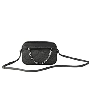 Neuf et étiqueté Style : Michael Kors Jet Set Item Large East West Zip Chain Crossbody (Black Signature/Black) Matériau : PVC Signature avec bordure/bande en cuir Saffiano Caractéristiques : 1 poche extérieure zippée avec chaîne zippée, 2 poches extérieures coulissantes, 2 poches intérieures coulissantes, sangle réglable Mesures : 25,4 cm L x 15,24 cm H x 6,35 cm P