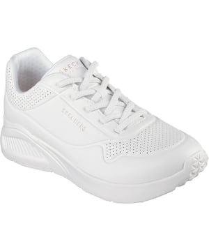 Level up your sneaker game with cushioned comfort wearing Skechers Street Uno Lite Work. This stretch-laced fashion sneaker features a synthetic duraleather upper with a platform wedge cushioned midsole and a Die-Cut Skechers Memory Foam insole.