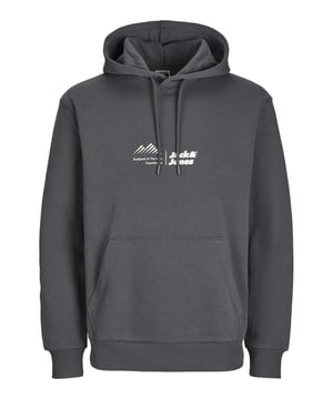 Ervaar de ideale mix van stijl en comfort met de hoogwaardige heren hoodie van Jack & Jones. Deze ruimvallende hoodie heeft een relaxte pasvorm, een klassieke ronde hals en een capuchon met trekkoord voor extra bescherming en stijl. Een praktische kangoeroezak biedt ruimte voor je essentials, terwijl de geribde boorden en lange mouwen garant staan voor extra comfort en een perfecte pasvorm. De stijlvolle print met rubberen opdruk zorgt voor extra zachtheid en voegt een modieus tintje toe. Deze hoodie is gemaakt van hoogwaardige materialen en belooft veel comfort en duurzaamheid.