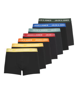 
Set van 7 effen zwarte Jack & Jones boxershorts. Met deze handige multipack heb je voor iedere dag een Jack & Jones boxershort, wie wil dat nou niet. Elastische waistband met Jack&jones logo.