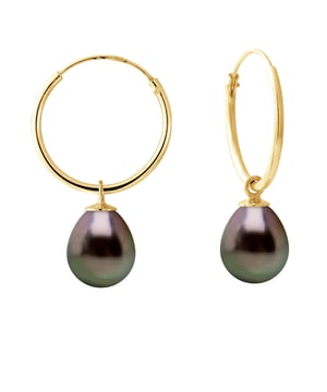 Ohrringe aus Gold 375 und echter Tahiti-Perle Pear Shape 8-9 mm , 0,31 in Hoop Earrings of - Unser Schmuck wird in Frankreich hergestellt und wird in einer Geschenkbox mit einem Echtheitszertifikat und internationaler Garantie geliefert