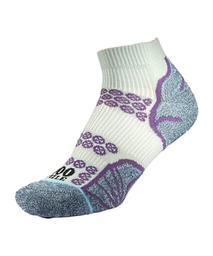 1000 Mile Women's Double Layer SocksSummarize in 8 short bullet points why a customer should buy this product. No bullet point should be longer than 10 words long.Introducing the 1000 Mile Lite Anklet, the successor to the popular Ultimate Anklet. Built on three decades of expertise in crafting double-layer running socks, this innovative ankle sock incorporates cutting-edge recycled materials from REPREVE®.Our advanced blend of fibers offers a remarkable functionality. The inner layer efficiently wicks away moisture, ensuring a dry and comfortable foot. Meanwhile, the outer layer boasts a venting system and breathable knit pattern, promoting optimal airflow and maintaining an ideal temperature.To find your perfect fit, simply choose the sock size that matches your foot size. For those with narrow feet (B or smaller for women) or those between sizes, we recommend selecting a size down. Remember, the sock should fit snugly without any wrinkles.Extra Product DetailsSuccessor to popular Ultimate Anklet, built with expertise.Innovative ankle sock with cutting-edge recycled materials.Inner layer wicks moisture for dry, comfortable feet.Outer layer ensures optimal airflow and temperature control.Easy fit selection based on foot size.Recommended size down for narrow or in-between sizes.Snug fit without wrinkles for maximum comfort.Experience remarkable functionality and unmatched comfort.