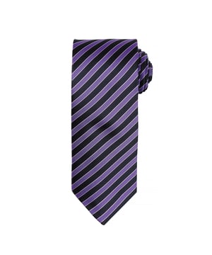 Full length business tie with double stripe pattern. Width: 3in/7.5cm, Length: 57in/144cm. Hand wash only. Fabric: 100% Polyester.
