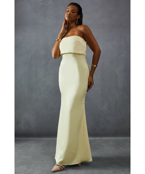 Elegant bandeau neckline with overlay detail
        Figure-hugging silhouette for a flattering fit
        Floor-length design perfect for formal occasions
        Luxurious satin fabric for a sophisticated look
        Sleek, strapless style to showcase your shoulders
    
    Make a striking entrance at your next formal event with this stunning bandeau overlay bridesmaid dress from MissPap. The sleek, strapless design features an elegant overlay detail that adds a touch of sophistication to the classic silhouette. The figure-hugging cut accentuates your curves, while the floor-length style ensures a dramatic sweep as you move. Perfect for weddings, galas, or any black-tie affair, this dress is versatile enough to be styled for various occasions. Pair it with strappy heels and statement earrings for a glamorous look, or opt for a delicate necklace and understated clutch for a more refined ensemble. The luxurious satin fabric catches the light beautifully, ensuring you'll shine throughout the evening. Whether you're a bridesmaid or a guest, this dress is sure to turn heads and make you feel like the belle of the ball.
