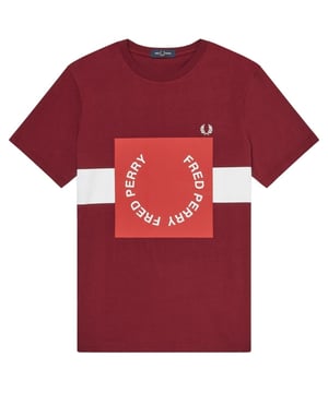 Fred Perry M8521 A27 Graphic Red T-Shirt. Fred Perry Red Tee. Graphic Design. 100% Cotton. Style: M8521 A27. Regular Fit