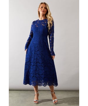 Lace Fit And Flare Midi Dress