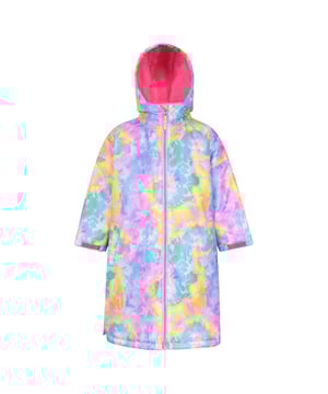 100% Polyester. Lining: Fleece. Design: Logo, Tie Dye. Fabric Technology: Waterproof, Windproof. Neckline: Hooded. Sleeve-Type: Long-Sleeved. Taped Seams. Hood Features: Sew-On. Pockets: 2 Side Pockets. Fastening: Front Zip. Waterproof Rating: 1500mm. 3-6 Years: 24 in. 7-10 Years: 28.5 in. 11-14 Years: 34.5 in.