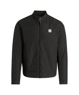 Diesel Black Coat, zentraler Reissverschluss, Vordertaschen, Knopfverschluss am Hals, normale Passform. Material: 54 % Baumwolle, 46 % Polyamid. Markenlogo