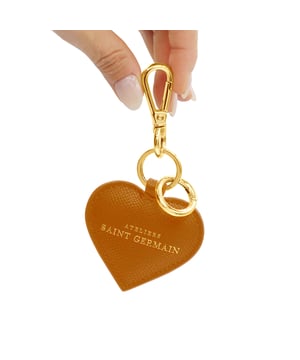 Key Ring - Handbag jewel "HEART" - 2 broken rings, 1 snap hook - Gold finishing