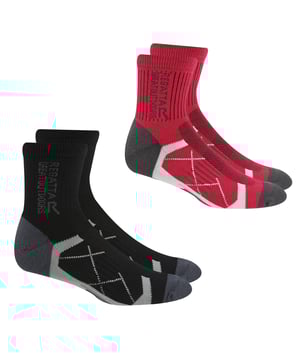 38% Coolmax, 35% Katoen, 15% Polyester, 10% Polyamide, 2% Elastaan. Stof: Gebreid, Wafel. Ontwerp: Logo, gestreept. Gedempte zool, platte verbonden teennaad. Stoftechnologie: Vochtregulatie, Sneldrogend. Lengte: Mid Lengte. Anti-Bacterieel. Manchet: Elastiek.