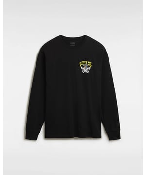The Skull Saucer Long Sleeve T-Shirt is a long sleeve crewneck tee made from a heavier weight cotton and features the Vans logo on the front and skull and rainbow, heavy metal inspired graphic on the back.
 
100% Cotton fabric 
Long sleeve crew neck T-shirt 
Screen-printed graphic
 
Composition: Cotton 
Fit: Classic fit
Style: VN000G4CBLK