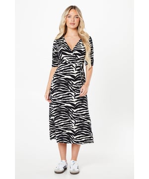 Monochrome bandeau contrast detail fishtail midi dress top