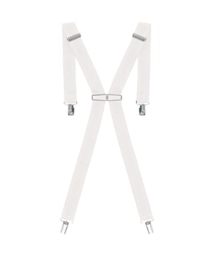 Diese elastischen Clip-On-Hosenträger für Herren verfügen über eine verstellbare Rücken- und Frontschnalle und 4 hochbelastbare Spangen. Elastische und starke Metallclips in England hergestellt. Diese Hosenträger werden in England genäht und zusammengebaut. X-Form entworfene Männerhosenträger (1½'' - 35mm)
