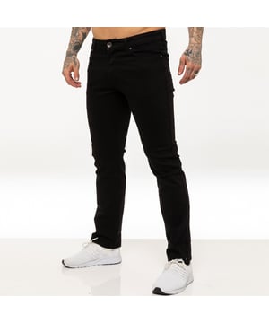 Kruze Mens Straight Leg Regular Fit Stretch Jeans con dos frentes, dos traseros y bolsillo de una sola moneda. Cómodos jeans elásticos ideales para ropa casual y de trabajo.