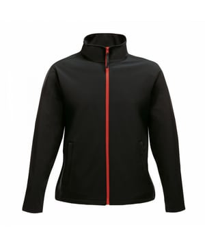 100% Polyester. Warm backed woven softshell jacket. Printable softshell fabric. Wind resistant membrane fabric. Durable water repellent finish. Inner zip guard, 2 lower pockets and adjustable shockcord hem.