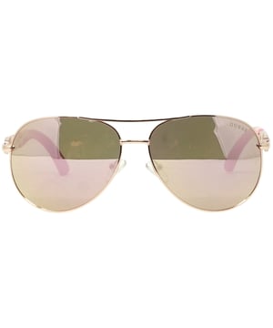 Guess GF7295 28F Rose Gold Sunglasses. A touch of fun for your summer days, but nothing too out of the ordinary for a Guess collectible. Guess Rose Gold Sunglass perfect for the summer.. Nose Bridge Width = 14mm, Lens Width = 60mm, Arm Length = 135mm. Branded Sunglasses Case and Cleaning Cloth Included. 100% Protection Against UVA & UVB Sunlight and Conform to British Standard EN 1836:2005, Sunglasses, Sunglasses Case, Cleaning Cloth and Care Instructions all Included. Guess GF7295 28F Rose Gold Sunglass