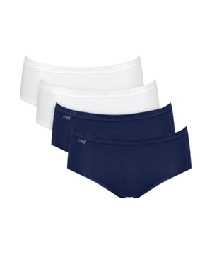 Midi Slip für Frauen im praktischen 4er Pack von der Marke Sloggi. Einfarbige Shorts mit kleiner Spitze am Bund und Beinabschluss. Hoher Tragekomfort und perfekte Passform.