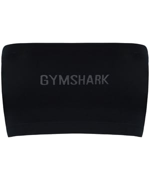 Gymshark Logo Strapless Womens Black Seamless Bandeau GLUW4528 BK
