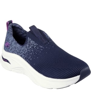 Skechers Relaxed Fit biedt de hele dag comfort en ondersteuning: Arch Fit D'Lux - Key Journey. Dit veterloze ontwerp heeft een Stretch Fit bovenwerk van gebreid materiaal met een uitneembare Arch Fit binnenzool en een goed dempende middenzool.