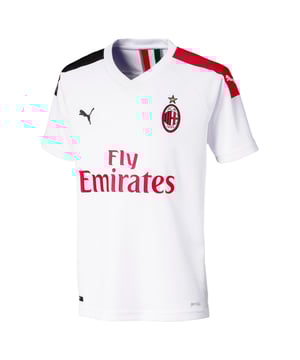 PRODUCT STORY Suit up with stadium-ready style in the AC Milan Away Replica Jersey. Featuring the team's bold red and black colouring in a crisp, clean design, this iteration represents one of the club's most successful kits. FEATURES + BENEFITS   dryCELL: PUMA's designation for moisture-wicking properties that help keep you dry and comfortable   DETAILS   Regular fit   V-neck collar and raglan sleeve construction   Italian flag mesh taping at back of neck   Fly Emirates sponsor logo at chest   Official AC Milan badge at left chest   PUMA Cat Logo at right chest and both shoulders