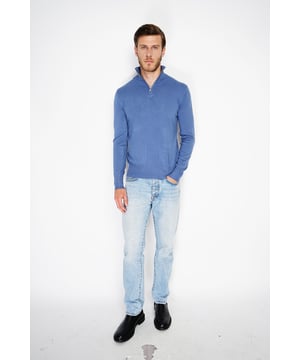 William de Faye - Kurzer Reißverschluss - Jeansblau