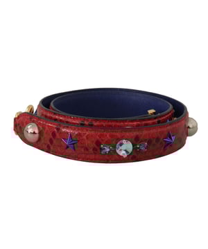 100% Authentic Dolce & Gabbana shoulder bag strap
  Made of leather in a pretty red hue
  Complete with two gold-tone lobster clasps
  Designed for women
  Vibrant red color with gold metal detailing
  Made of 100% python leather
  Features the iconic Dolce & Gabbana logo
  Measures 105cm x 3cm
  Proudly made in Italy
Material: 100% Python Leather