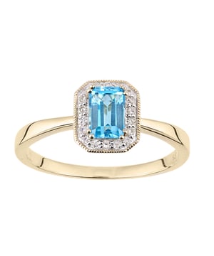 Oro amarillo de 9 quilates (375): 1,3 g; # Diamante: 0,08 quilates; # Topacio Azul: 0.67ct