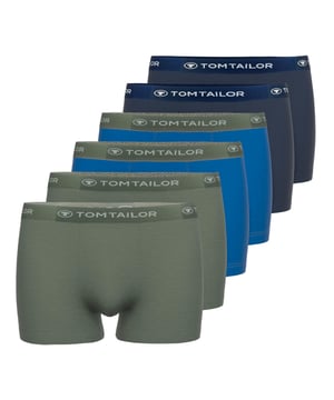 Herren Boxershorts von der Marke TOM TAILOR. Einfarbige Basics im vorteilhaftem 6er Pack. Weiches Baumwoll-Stretch Material bietet Komfort und Bewegungsfreiheit.