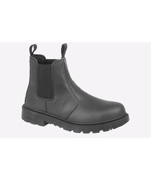Keep feet protected in these Grafters Grinder men's safety boots, designed in a classic Dealer silhouette with twin elasticated gussets for easy on / off wear. Constructed in a premium leather upper with a safety toe cap and steel midsole, these are a practical choice when it comes to foot safety.- Leather upper
- EN ISO 20345: S1 P SRC safety rating
- Safety toe cap & steel midsole
- Twin elasticated gussets for easy wear
- Heel and toe tab for easy on / off
- Lightweight Activ-Step Dual Density PU Sole