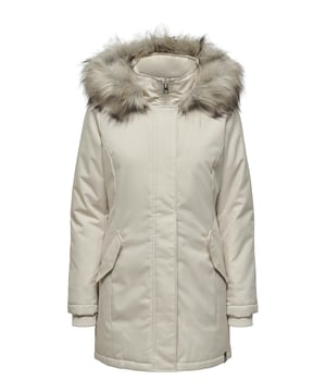 Deze warme parka voor dames is de ideale metgezel voor koude dagen. De blinde ritssluiting met drukknoopsluiting biedt betrouwbare bescherming tegen de wind, terwijl de hoge kraag en capuchon met afneembare rand van imitatiebont extra warmte bieden. Klepzakken met drukknopen bieden niet alleen veilige opbergruimte, maar onderstrepen ook het functionele ontwerp. Geribde boorden aan de binnenkant van de mouwen houden de kou buiten en zorgen voor extra comfort. De parka is warm gevoerd zodat je zelfs op ijskoude dagen goed beschermd bent. Een discreet label op de zoom rondt de look in stijl af. Een hoog draagcomfort is gegarandeerd, of je nu in de stad bent of buiten.