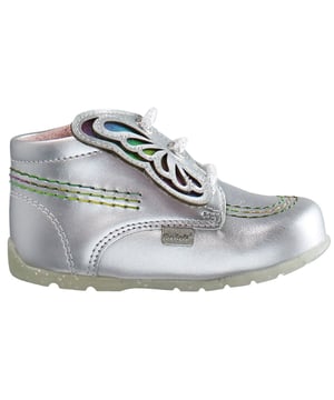 Kickers Hi Faires Lace-up Silver Smooth Leather Boots 1_15722