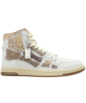 Amiri High Top Trainers, Leather Upper, Amiri Sneakers, Lace Fasten, Rubber Sole, 100% Leather, Brown / White Style