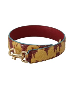 100% Authentic Dolce & Gabbana Leather Shoulder Bag Strap
  Made from yellow and red Ayers leather
  Gold-tone lobster clasps for easy attachment
  Measures 60cm x 3cm
  Designed for women
  Made in Italy
Material: 100% Ayers Leather
