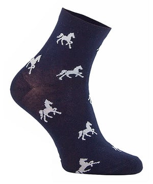 COMODO - Ladies Low Cut Equestrian Ankle SocksComodo has been providing high-quality socks for men and women since 1996. They sell a range of socks for hiking, cycling, hunting, skiing, and now, horse riding! Whichever type of socks you wear, your feet are bound to feel comfortable and warm, no matter the weather or environment!These specific socks are designed for horse riding and are ideal for the summer months, but they're also perfect if you just want to stay comfortable while looking cute. These socks are made from cotton rich fibres which means they are very soft and make sure to keep your feet comfy during your afternoon ride.They come in five different colours which are: Black, Navy, Grey, Brown and Fuchsia and also feature cute horse patterns that are sure to bring a smile to the face of any horse lover. Comodo riding socks are sure to look great and maintain their condition wear after wear.They're lightweight and soft on the skin, perfect for wearing all day long! The soft touch cotton material also helps to wick away moisture and sweat, especially if you’ve been horse riding for longer hours in the summer.These socks are made from 70% Cotton, 25% Polyamide, 5% Elastane and come in 5 colour options. They are available in 2 sizes: 3-5 UK, 4-8 UK and are Machine Washable.Extra Product DetailsLadies Equestrian SocksLow Cut Ankle LengthCotton Rich FibresDesigned For Horse RidingIdeal For The Summer MonthsSoft & Comfortable5 Colours AvailableCute Horse Patterns70% Cotton, 25% Polyamide, 5% Elastane2 Size OptionsMachine Washable