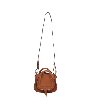 Mini double carry bag in grained calfskin
 Carry: shoulder, cross-body &amp; hand
 

 - Removable &amp; adjustable strap
 - 1 main compartment
 - 1 internal flap pocket
 - Linen lining
 Comes with a dust bag
 

 - Width: 8.3" (21 cm)
 - Height: 6.3” (16 cm)
 - Depth: 3.1" (8 cm)
 - Handle drop: 2.8" (7 cm)
 - Min. strap drop: 19.7" (50 cm)
 - Max. strap drop: 21.7" (55 cm)