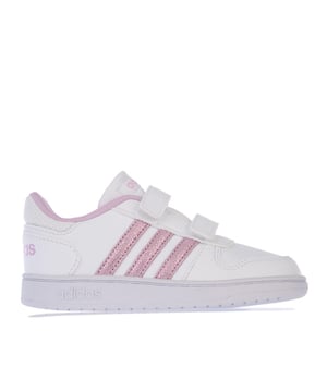 Infant adidas Hoops 2.0 Mid Trainers in white.<BR><BR>- Synthetic upper.<BR>- Hook-and-loop closure.<BR>- EVA sockliner.<BR>- Mesh collar.<BR>- Padded collar and tongue.<BR>- 3-Stripes to sides.<BR>- Regular fit.<BR>- Rubber outsole.<BR>- Synthetic and textile upper  Textile lining  Synthetic sole.<BR>- Ref.: FY9462J