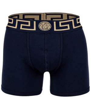 Elegante Herren Boxer Shorts der Marke VERSACE. Hochwertige einfarbige Unterhosen. Greca-Muster und Medusa-Motiv am elastischen Bund.