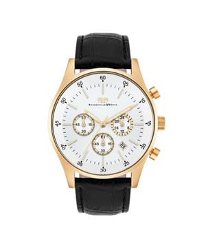 Chronographs are watches with format, they combine sporty, elegant design with precise functionality. This copy from the Rhodenwald & Sons clock manufacturer inspires watch lovers of all ages: a scratch-resistant IP-Goldeted stainless steel housing with screwed floor, a dial with sunscape and a leather bracelet with a crocodile embossing combine into a masculine clock that looks as good as a suit as For a casual leisure look. The dial is clearly designed and is limited to Strichindices, Minuterie, date display and three totalists in classic tricompax arrangement.