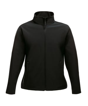 100% Polyester. Warm backed woven softshell jacket. Printable softshell fabric. Wind resistant membrane fabric. Durable water repellent finish. Inner zip guard, 2 lower pockets and adjustable shockcord hem.