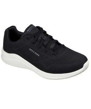 Der Skechers Ultra Flex 2.0 - Vicinity Schuh bietet leichten, sportlichen Komfort. Dieser sportliche Schnürschuh verfügt über ein synthetisches Obermaterial mit einer gepolsterten Air-Cooled Memory Foam-Einlegesohle und einer hochflexiblen Komfort-Zwischensohle.