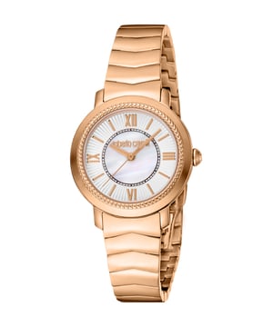 RC5L056M0075 Roberto Cavalli 4894626219290 Reloj de cuarzo para mujer de acero inoxidable plata y madreperla blanca, acero inoxidable 5 ATM, 30 mm