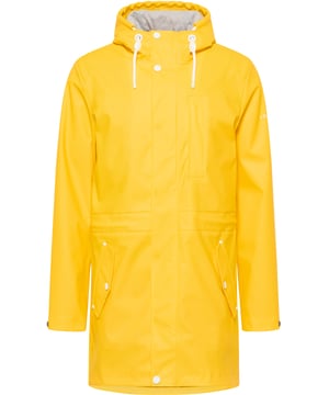 Schlechtwetter-Profi! Ob Regen oder Wind, der Regenparka, der gleichzeitig auch als Übergangsjacke fungiert, ist von DreiMaster Maritim designt und lässt Sie garantiert nicht im Stich. Gefertigt aus einem wasserdichten Obermaterial sind es die versiegelten Nähte, der verdeckte Reißverschluss und die große Kapuze, die den funktionalen Allrounder ausmachen. Für besonders angenehmen Tragekomfort sorgt ein weiches Jersey-Innenfutter in Melange sowie eine innen liegende Taillenkordel. Zwei seitliche Eingrifftaschen, eine Innentasche und die Brusttasche mit Reißverschluss runden den Style ab. Ein Logo-Print auf dem Oberarm und die mit Ankermotiv versehenen Druckknöpfe sorgen für einen maritimen Touch. Genießen Sie die Natur, auch wenn das Wetter mal nicht mitspielt.  Regenmantel