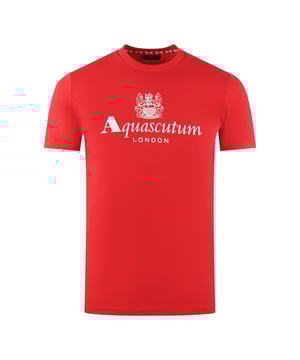 Sientase seguro y elegante con la camiseta roja del logotipo de Aquascutum Bold Aldis. Hecho de materiales comodos, esta camiseta esta estampada con el logotipo Aldis de Aquascutum y presenta un clasico cuello de la tripulacion y mangas cortas. �Salga con estilo y clase! Logotipo de marca Aquascutum TEE rojo, cuello de la tripulacion, mangas cortas 100% algodon, ajuste regular se adapta al codigo de estilo de tama�o al tama�o: TS002 13