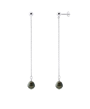 Ohrringe mit echter Tahiti-Zuchtperle 10-11 mm - Push-System Kettengeflecht 925 Sterling Silber rhodiniert - Unser Schmuck wird in Frankreich hergestellt und wird in einer Geschenkbox mit Echtheitszertifikat und internationaler Garantie geliefert